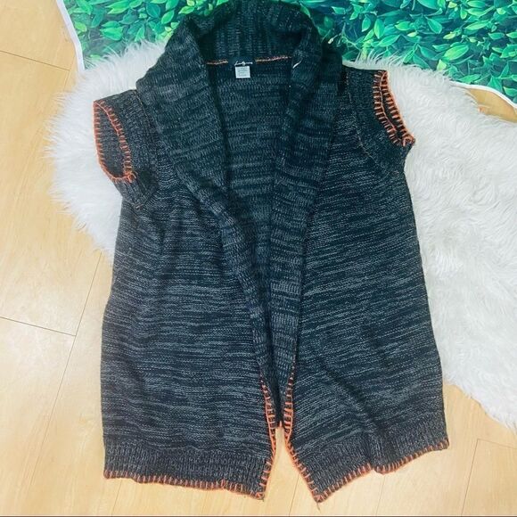 Twentyone gray and orange warm , cozy , fall & winter perfect vest / sweater L - Picture 1 of 12